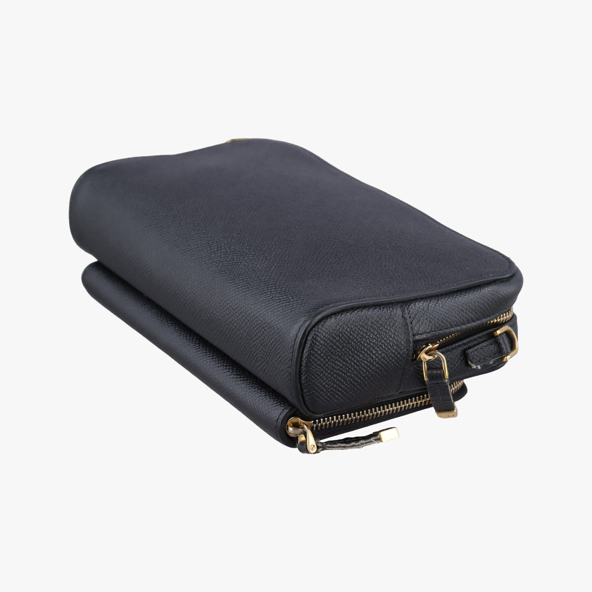 Pre-owned Christian Dior Caro Double Pouch Black Leather  shoulderbag | stylenewstar