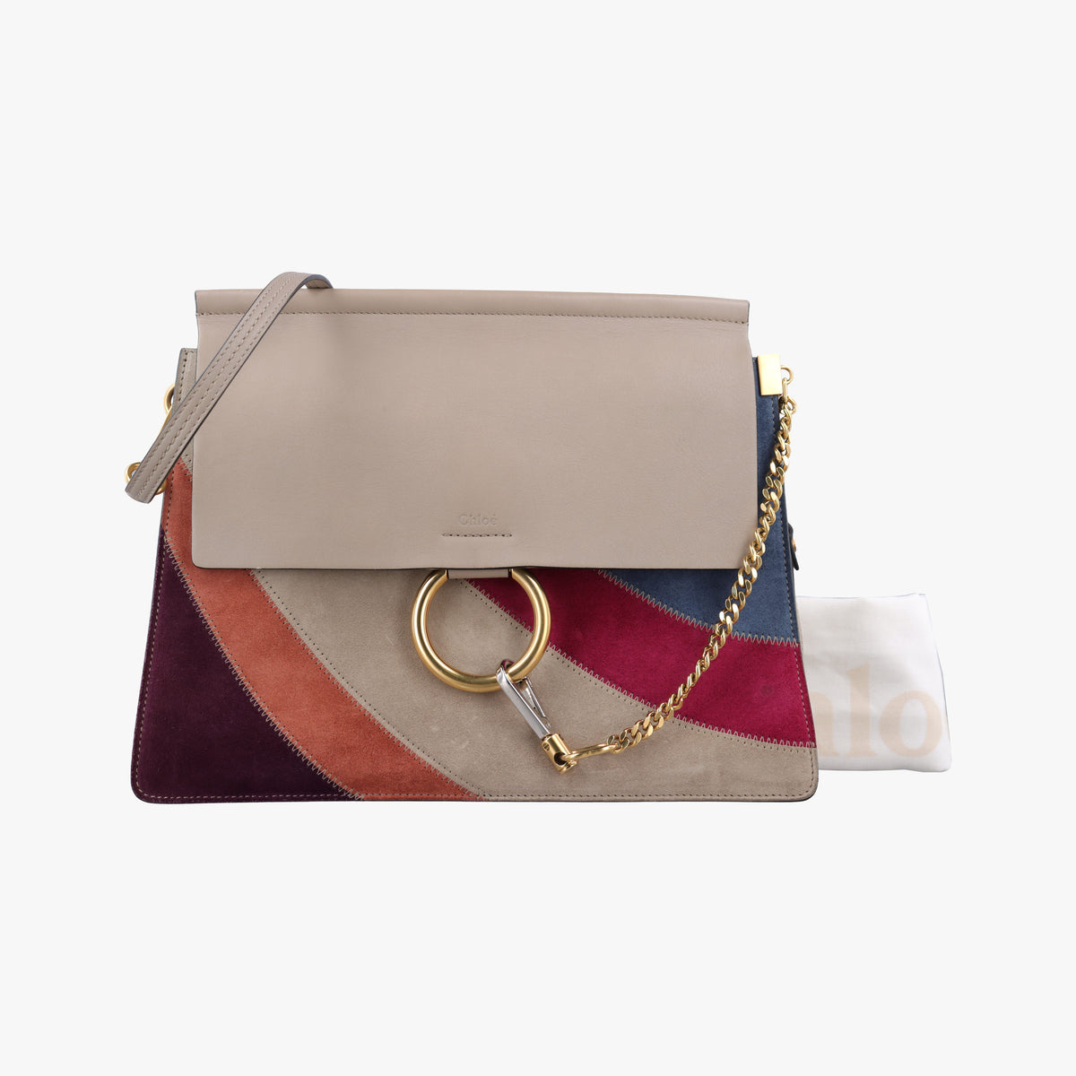 Pre-owned Chloe FAYE Grey×Multi Suede × leather  shoulderbag | stylenewstar