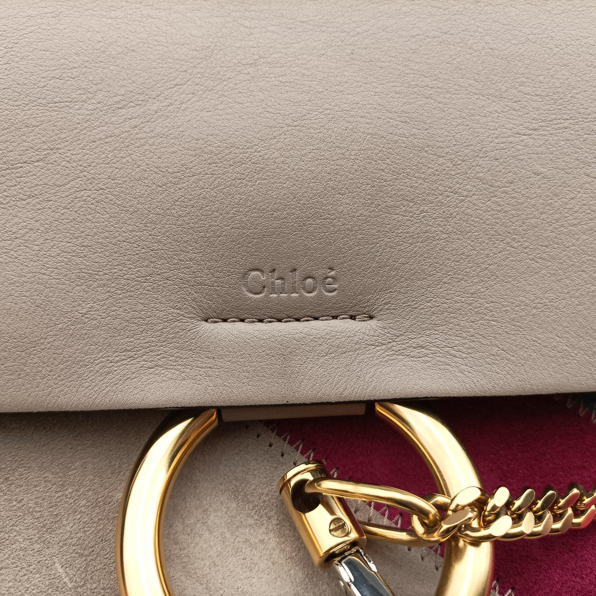 Pre-owned Chloe FAYE Grey×Multi Suede × leather  shoulderbag | stylenewstar