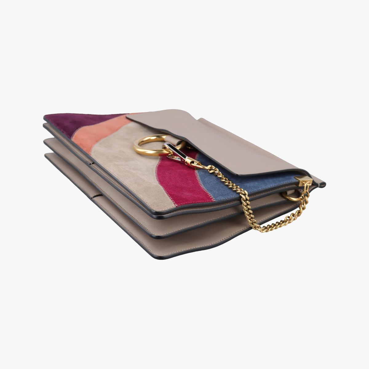 Pre-owned Chloe FAYE Grey×Multi Suede × leather  shoulderbag | stylenewstar
