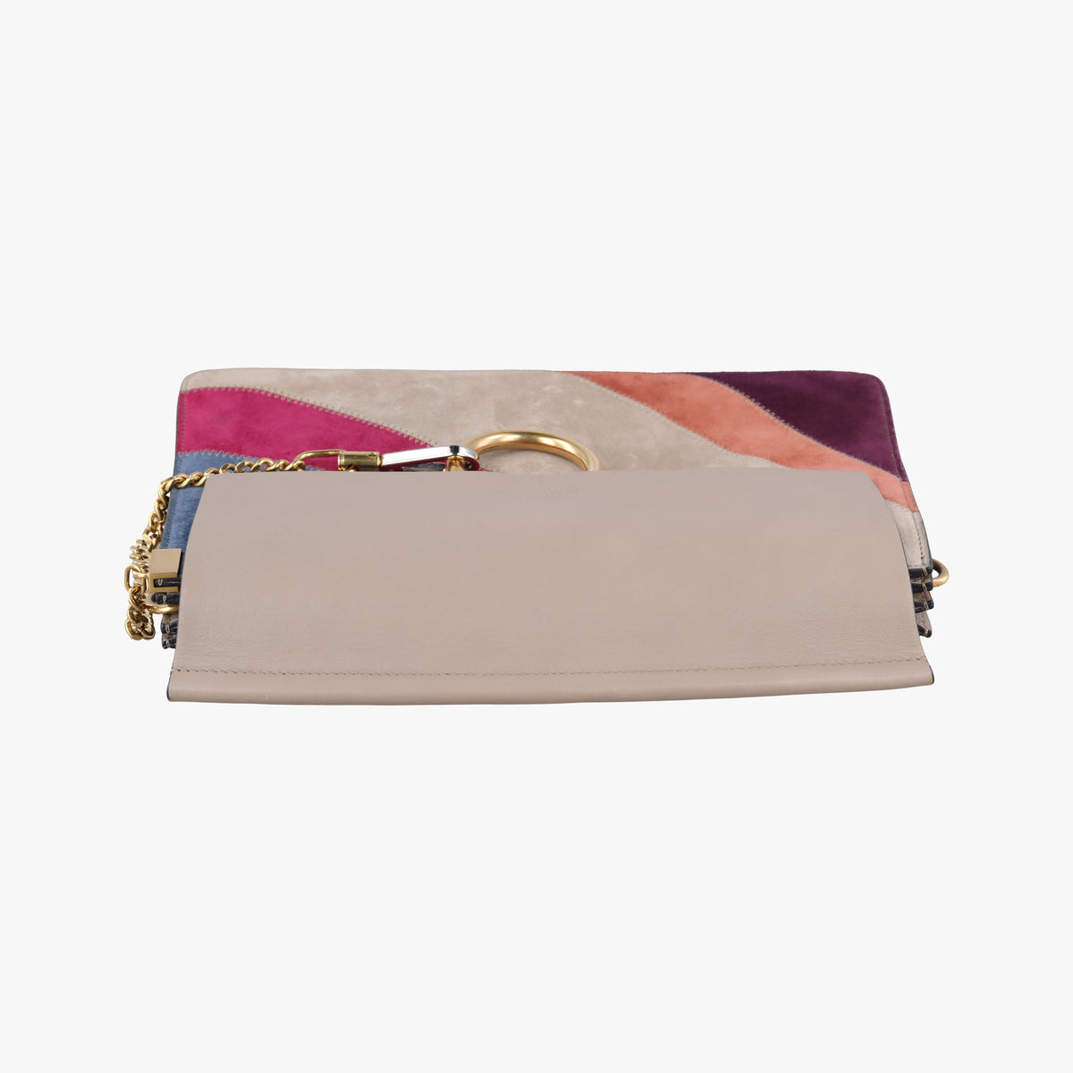 Pre-owned Chloe FAYE Grey×Multi Suede × leather  shoulderbag | stylenewstar