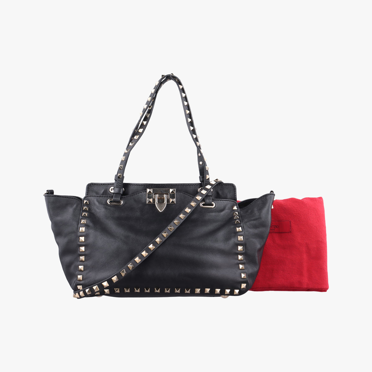 Pre-owned Valentino Rockstud Black Leather  shoulderbag | stylenewstar