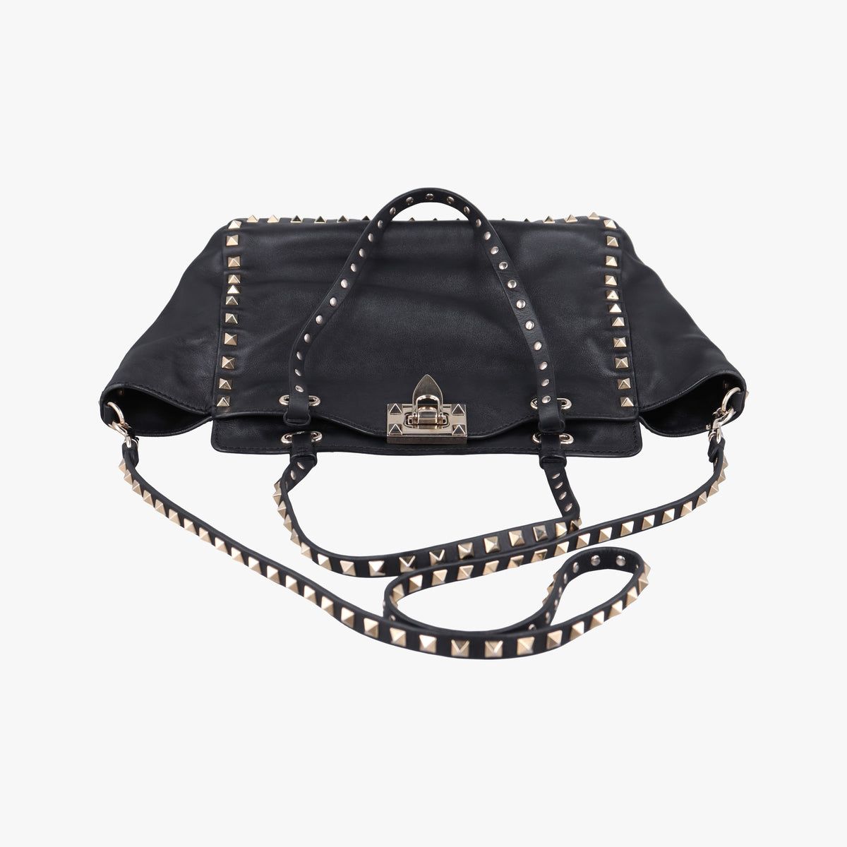 Pre-owned Valentino Rockstud Black Leather  shoulderbag | stylenewstar