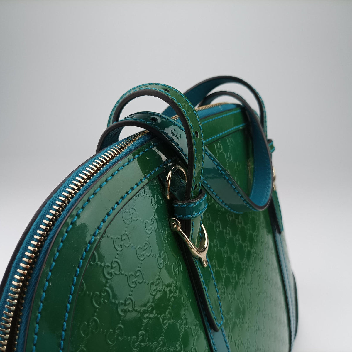 Pre-owned Gucci Microguccissima Green Patent Leather 309617 shoulderbag | stylenewstar