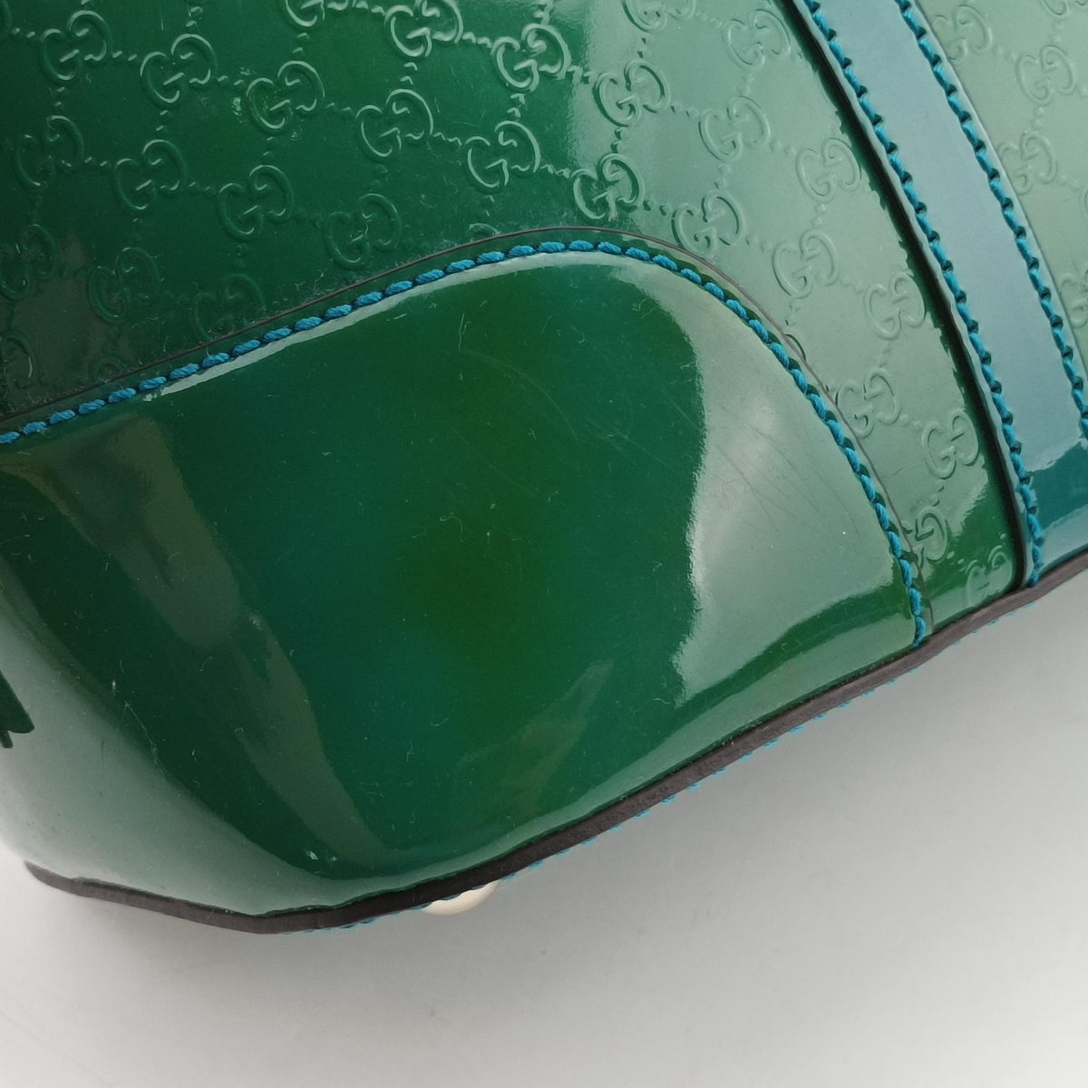 Pre-owned Gucci Microguccissima Green Patent Leather 309617 shoulderbag | stylenewstar