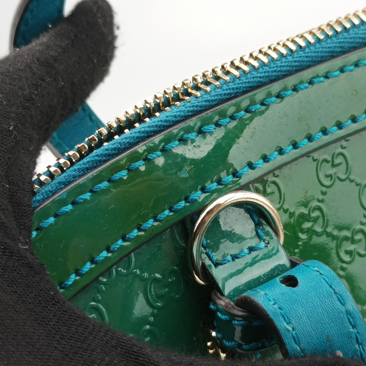 Pre-owned Gucci Microguccissima Green Patent Leather 309617 shoulderbag | stylenewstar