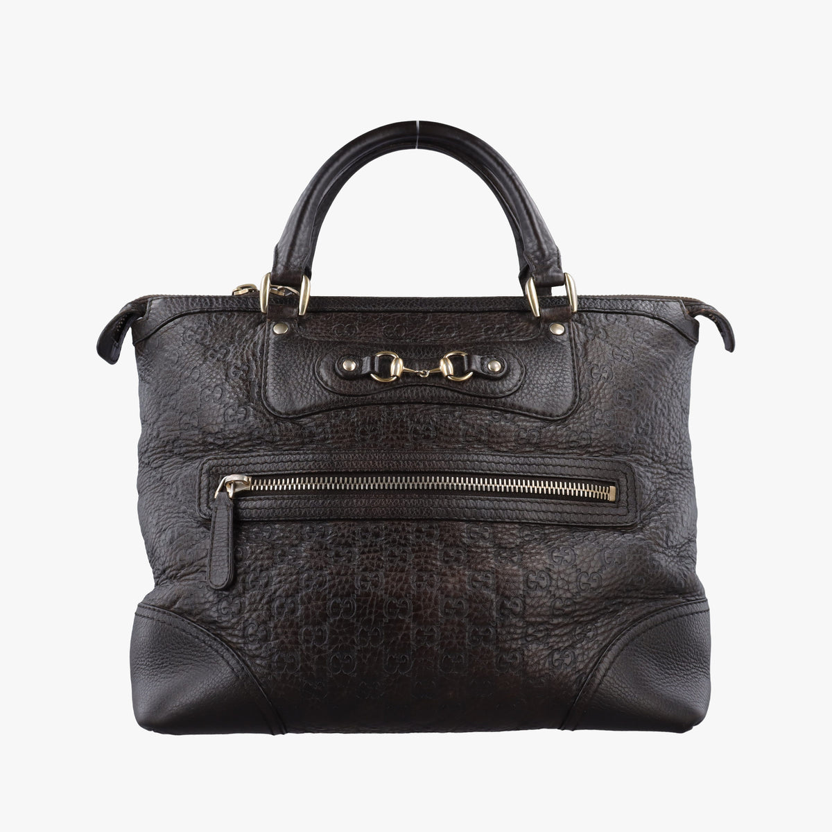 Pre-owned Gucci Guccissima Horsebit Brown leather 247283 handbag | stylenewstar