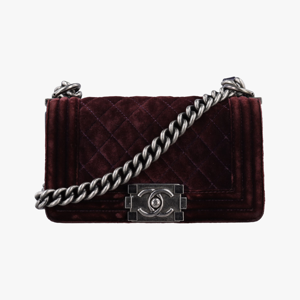 Pre-owned Chanel BOY CHANEL Purple velour A67416 shoulderbag | stylenewstar