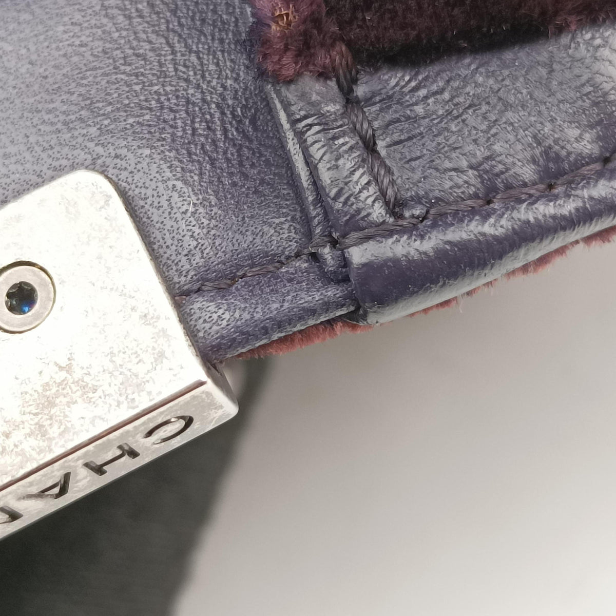 Pre-owned Chanel BOY CHANEL Purple velour A67416 shoulderbag | stylenewstar