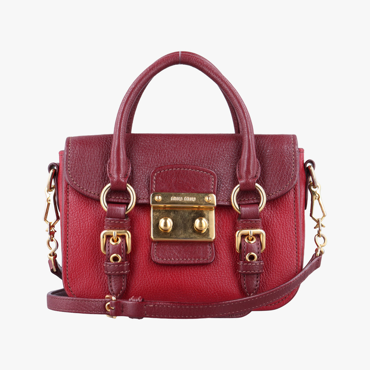 Pre-owned Miu Miu Madras Red Leather  shoulderbag | stylenewstar