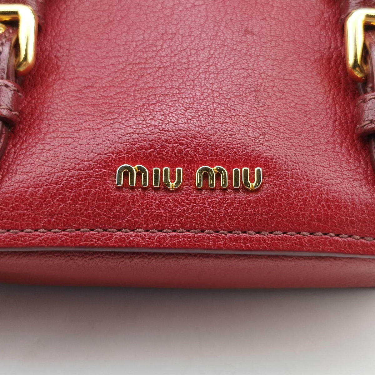 Pre-owned Miu Miu Madras Red Leather  shoulderbag | stylenewstar
