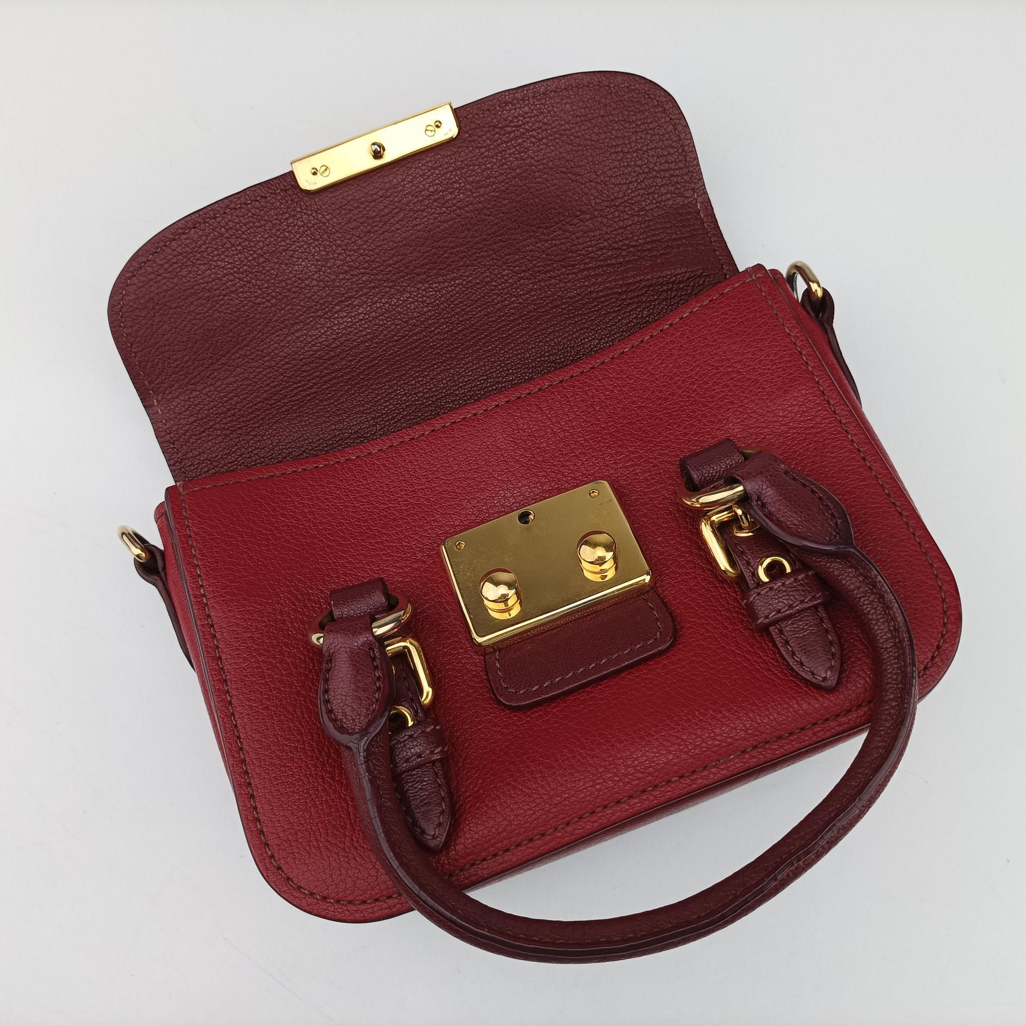 Pre-owned Miu Miu Madras Red Leather  shoulderbag | stylenewstar
