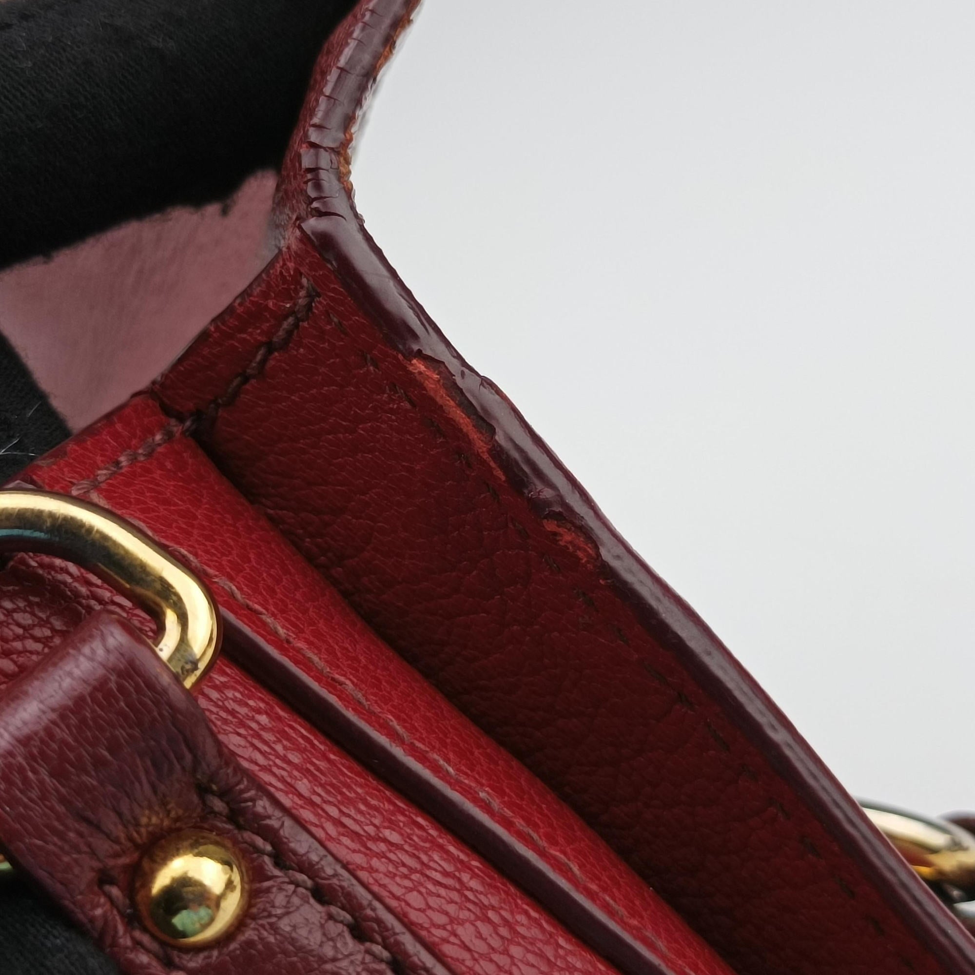 Pre-owned Miu Miu Madras Red Leather  shoulderbag | stylenewstar
