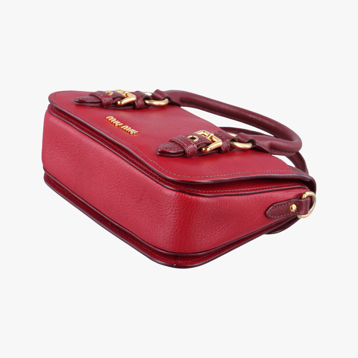 Pre-owned Miu Miu Madras Red Leather  shoulderbag | stylenewstar
