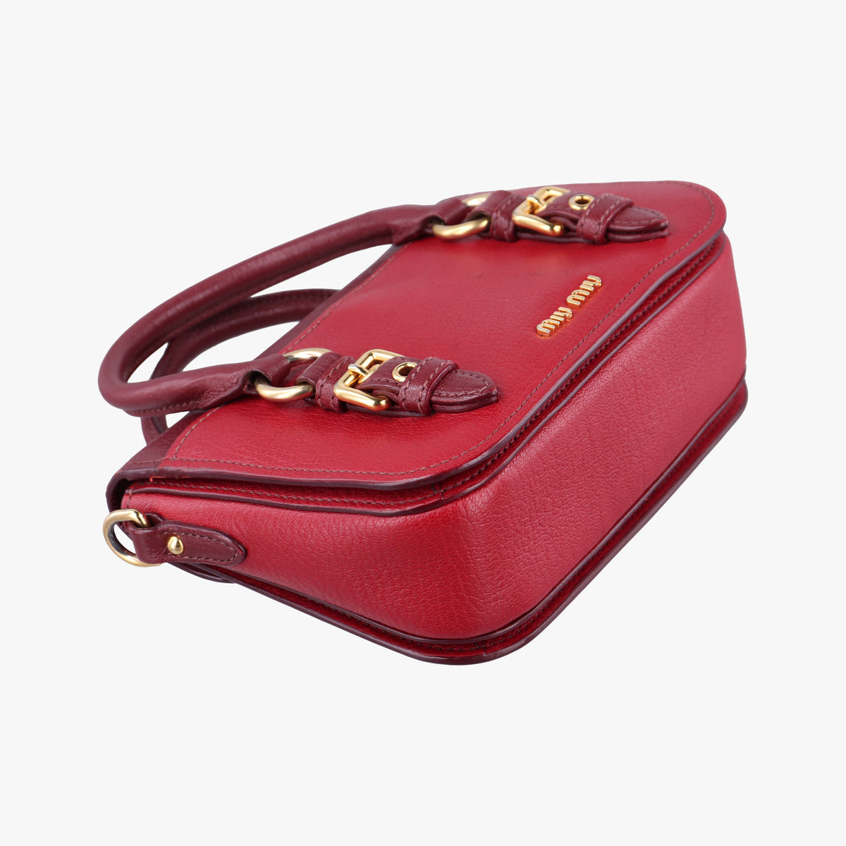 Vintage Miu Miu Madras Red Leather  shoulderbag | stylenewstar