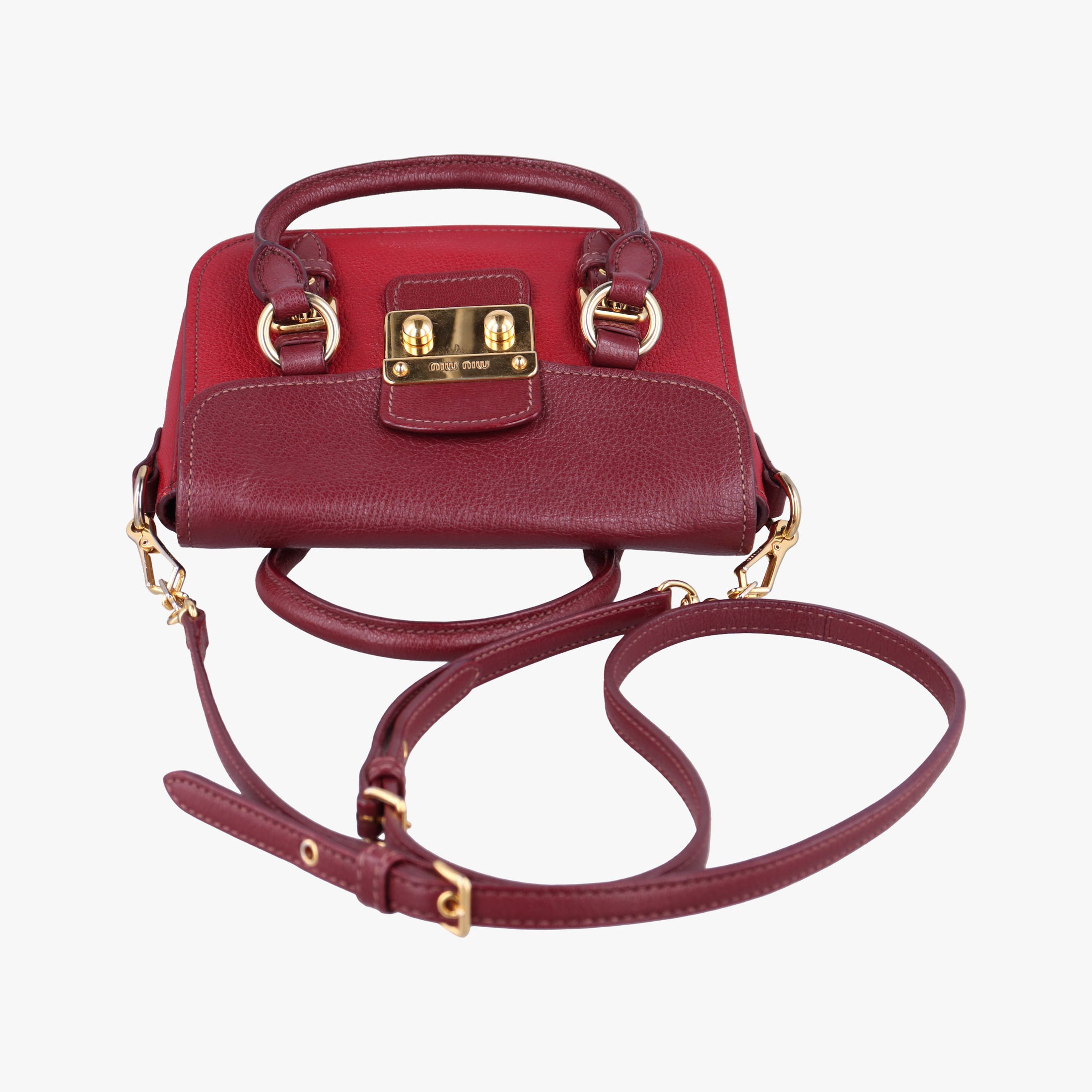 Pre-owned Miu Miu Madras Red Leather  shoulderbag | stylenewstar
