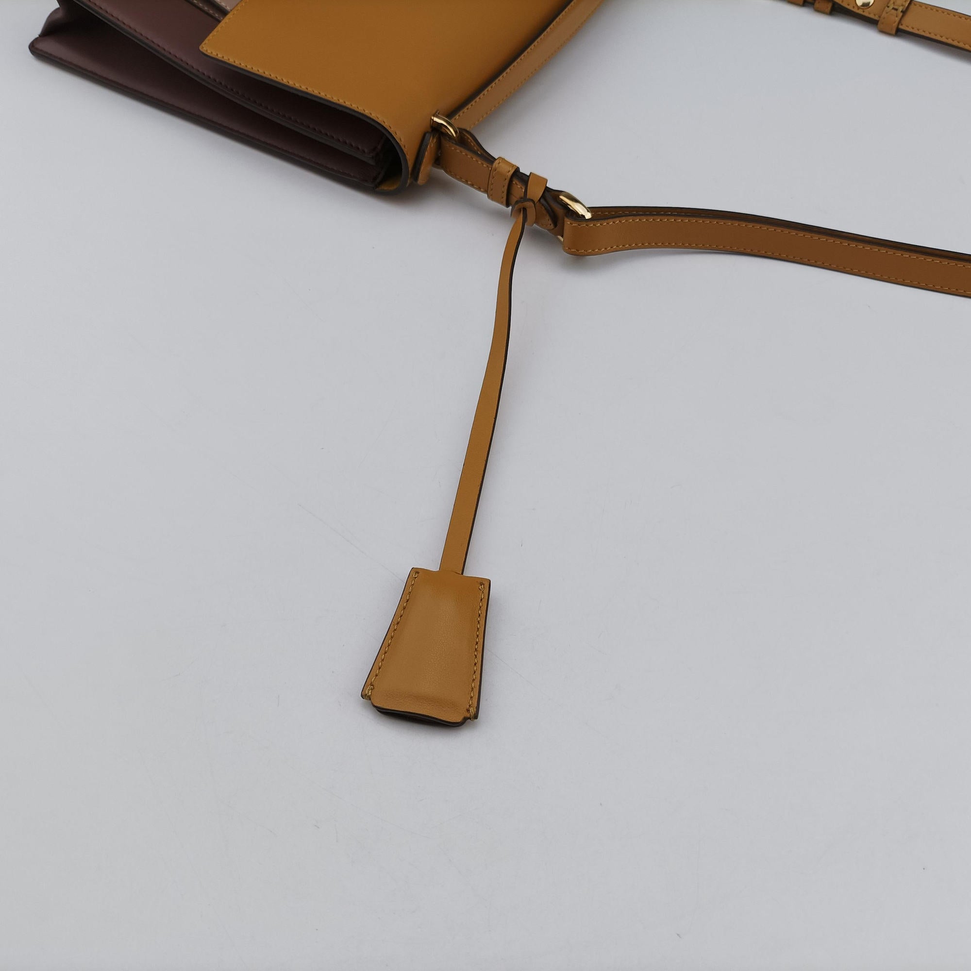 Pre-owned Ferragamo Marisol Brown×Beige ×Yellow Leather  shoulderbag | stylenewstar