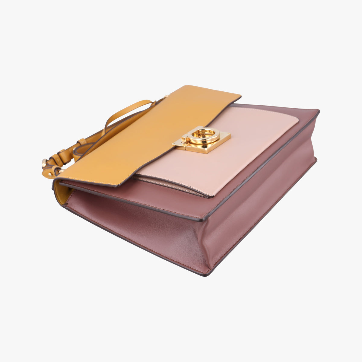 Pre-owned Ferragamo Marisol Brown×Beige ×Yellow Leather  shoulderbag | stylenewstar