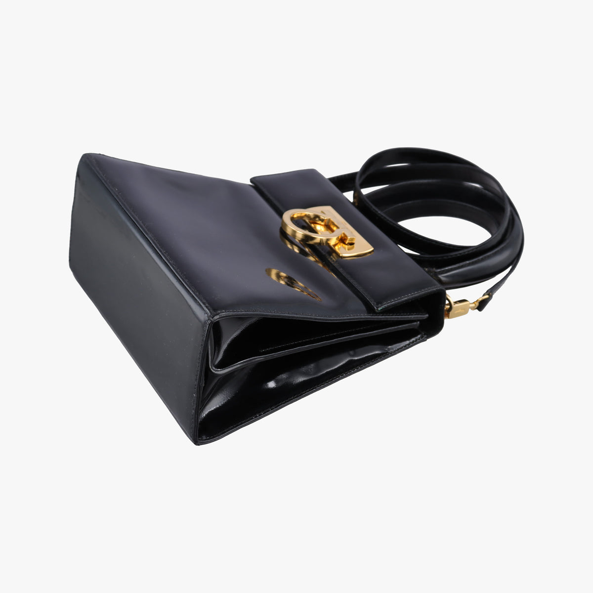 Vintage Ferragamo Gancini Black Patent  shoulderbag | stylenewstar