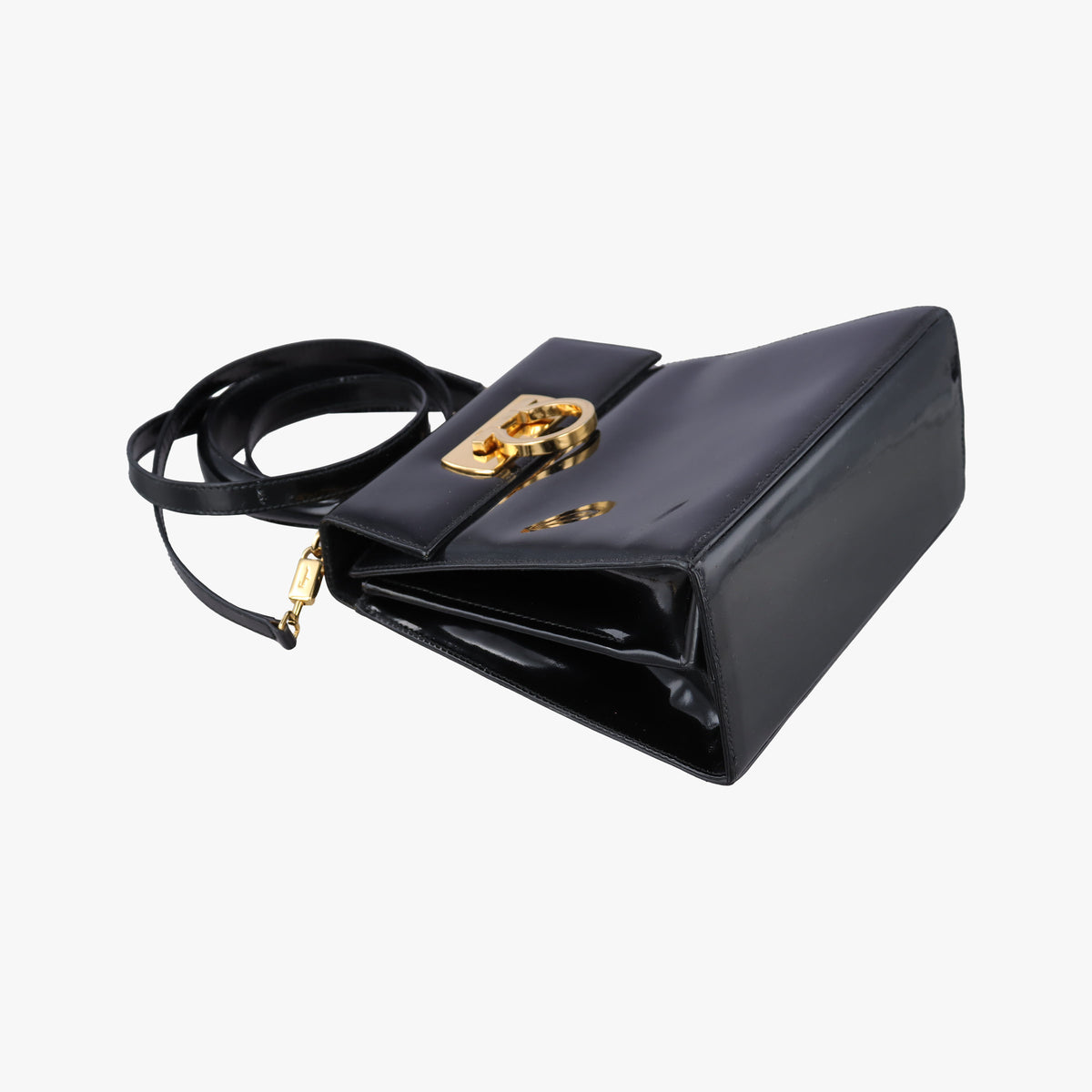 Vintage Ferragamo Gancini Black Patent  shoulderbag | stylenewstar