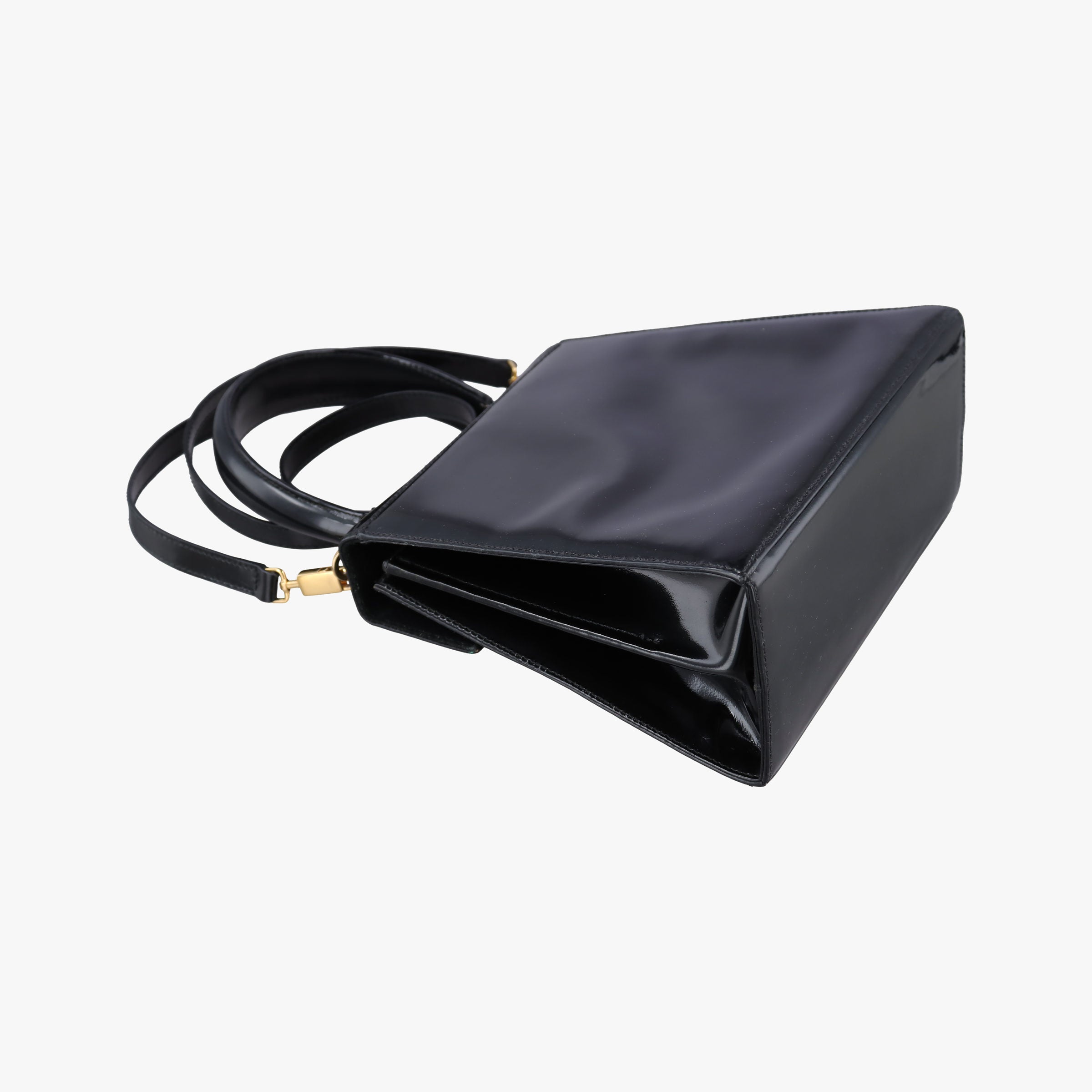 Pre-owned Ferragamo Gancini Black Patent  shoulderbag | stylenewstar