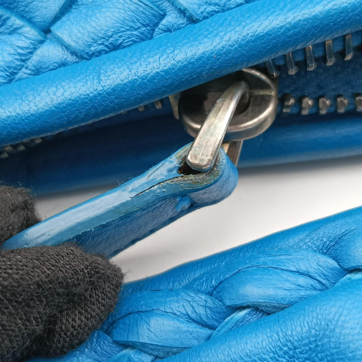 Pre-owned Bottega Veneta Intrecciato Blue lambskin  shoulderbag | stylenewstar