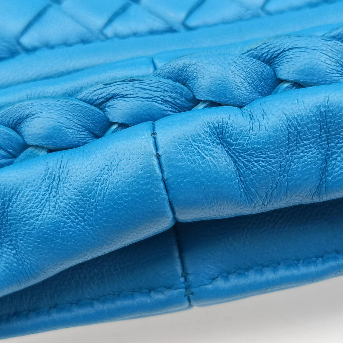 Pre-owned Bottega Veneta Intrecciato Blue lambskin  shoulderbag | stylenewstar
