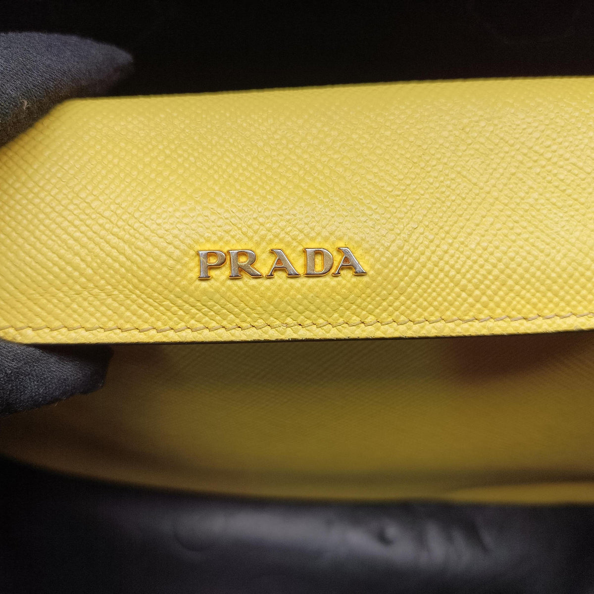 Vintage Prada Double Cuir Yellow SAFFIANO　Leather BN2756 handbag | stylenewstar