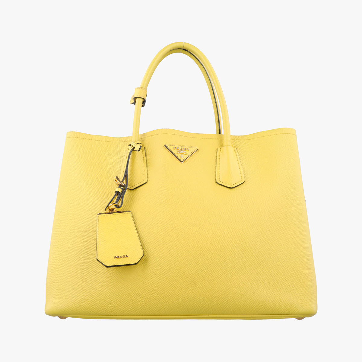 Vintage Prada Double Cuir Yellow SAFFIANO　Leather BN2756 handbag | stylenewstar
