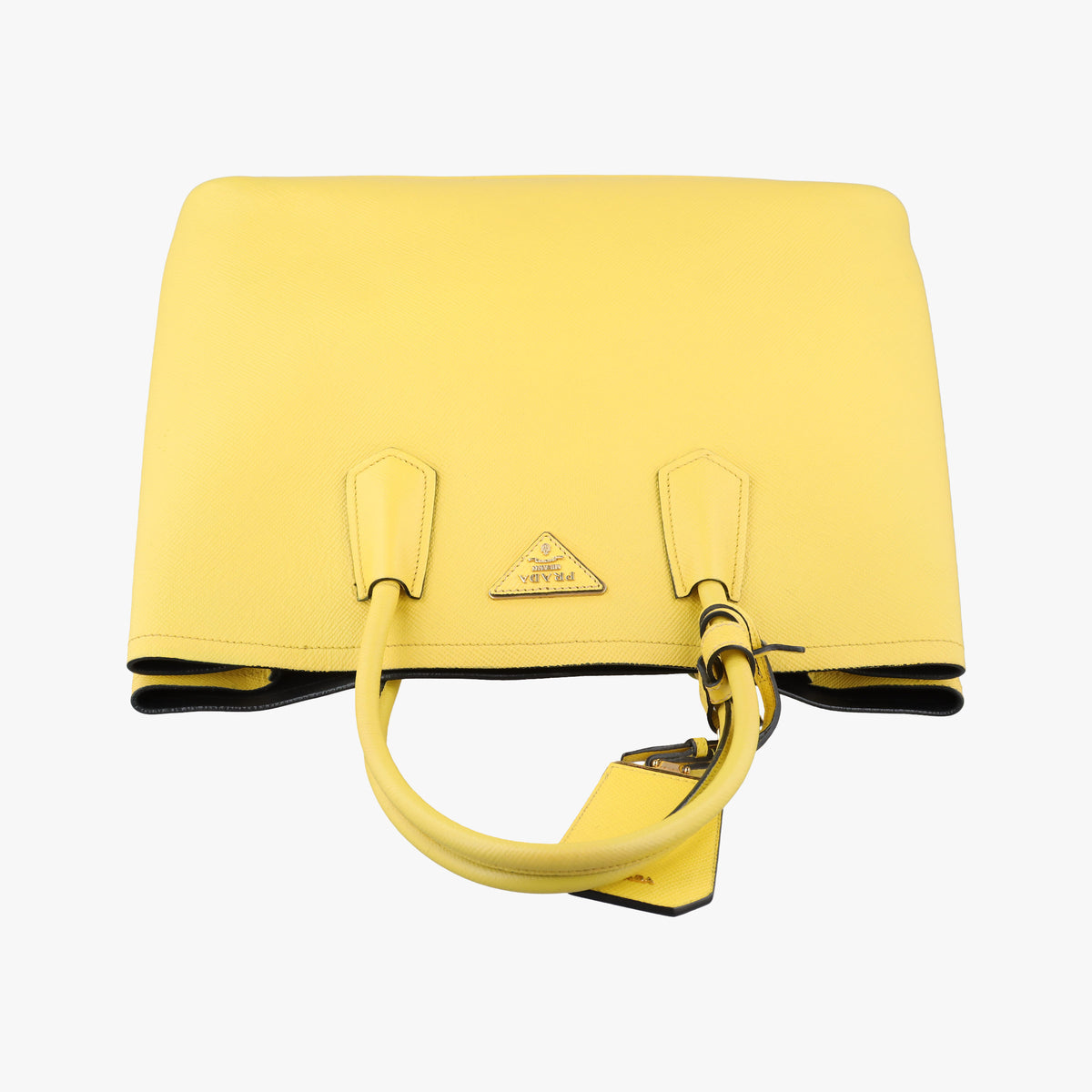 Vintage Prada Double Cuir Yellow SAFFIANO　Leather BN2756 handbag | stylenewstar
