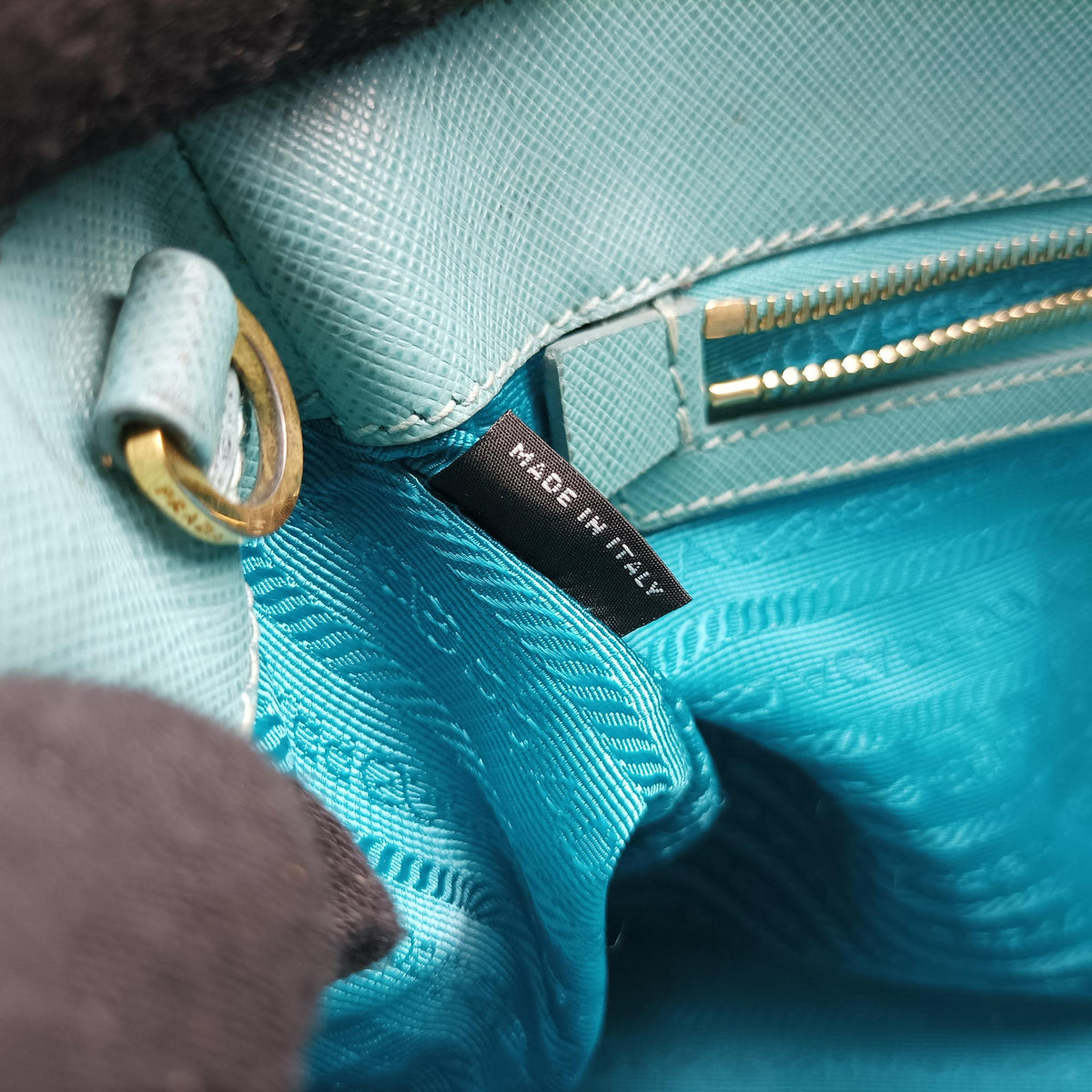 Pre-owned Prada Galleria Blue SAFFIANO Leather BN1801 shoulderbag | stylenewstar