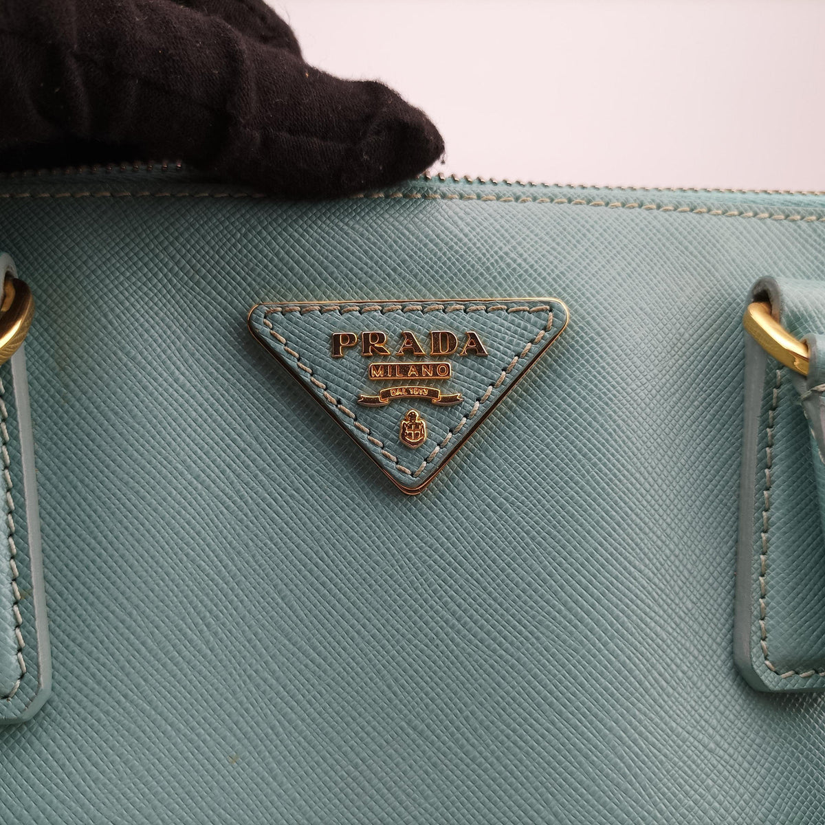 Pre-owned Prada Galleria Blue SAFFIANO Leather BN1801 shoulderbag | stylenewstar