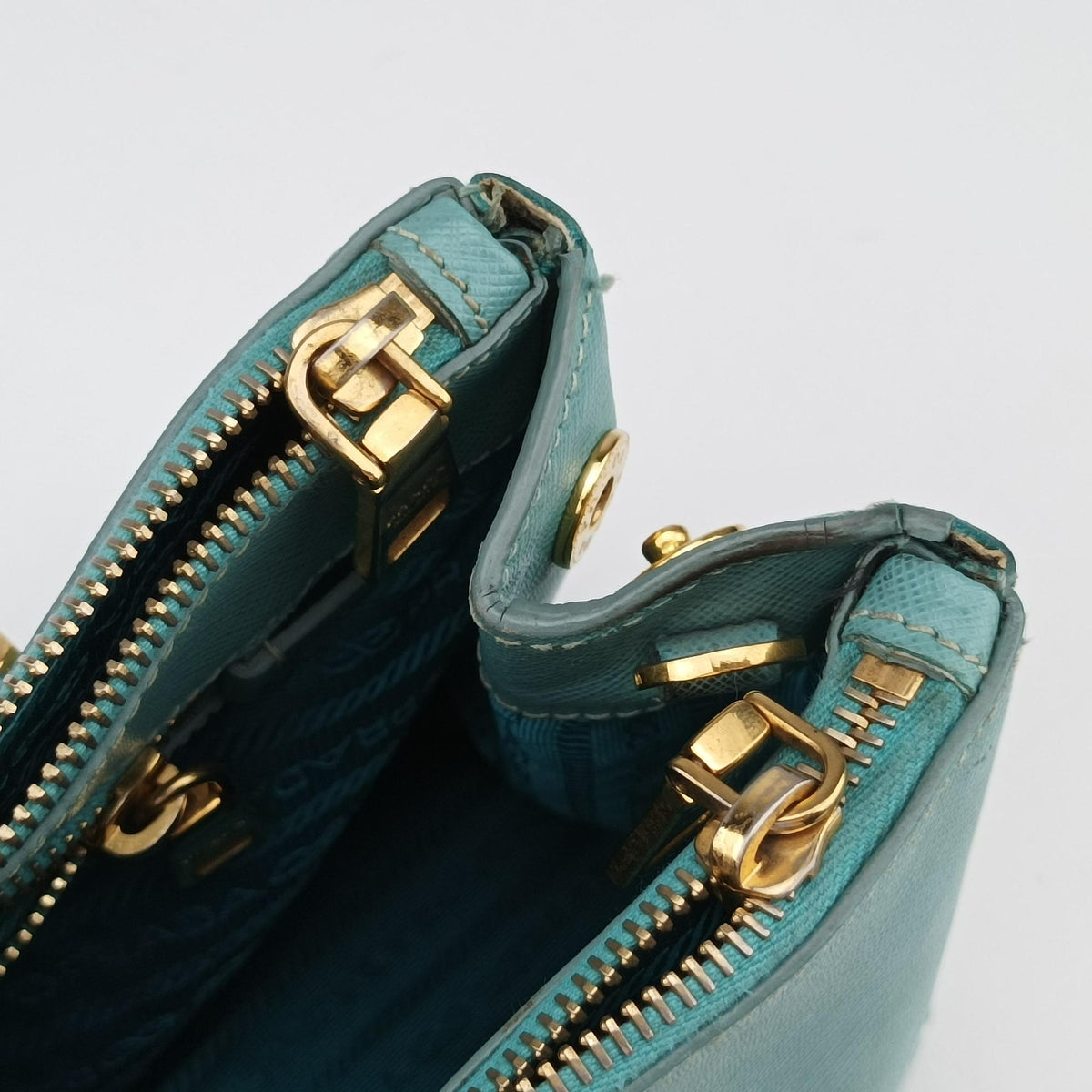 Pre-owned Prada Galleria Blue SAFFIANO Leather BN1801 shoulderbag | stylenewstar