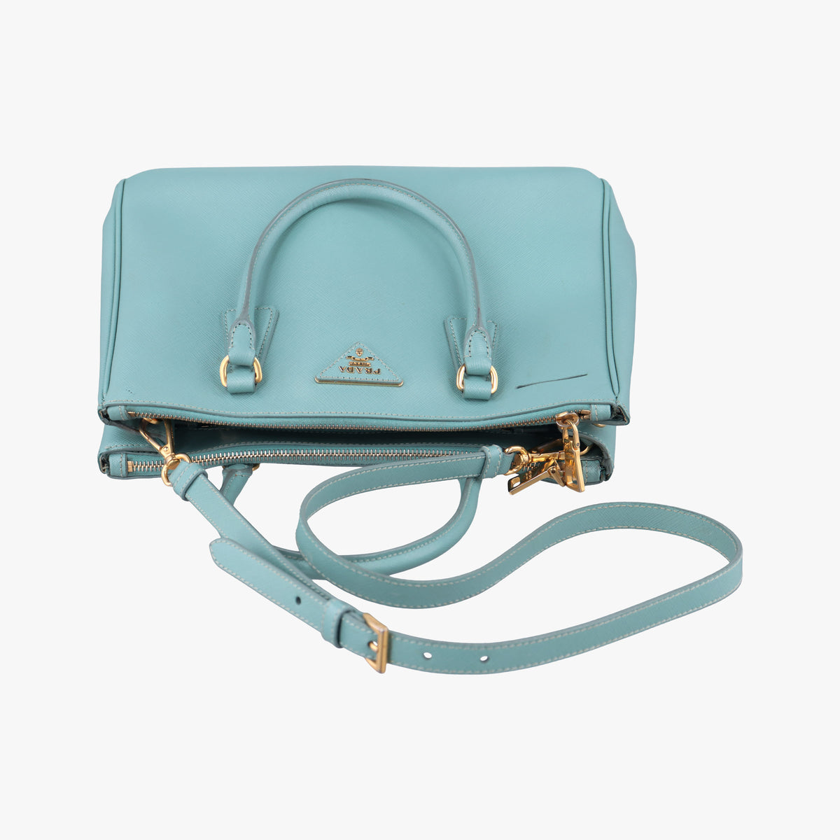 Pre-owned Prada Galleria Blue SAFFIANO Leather BN1801 shoulderbag | stylenewstar