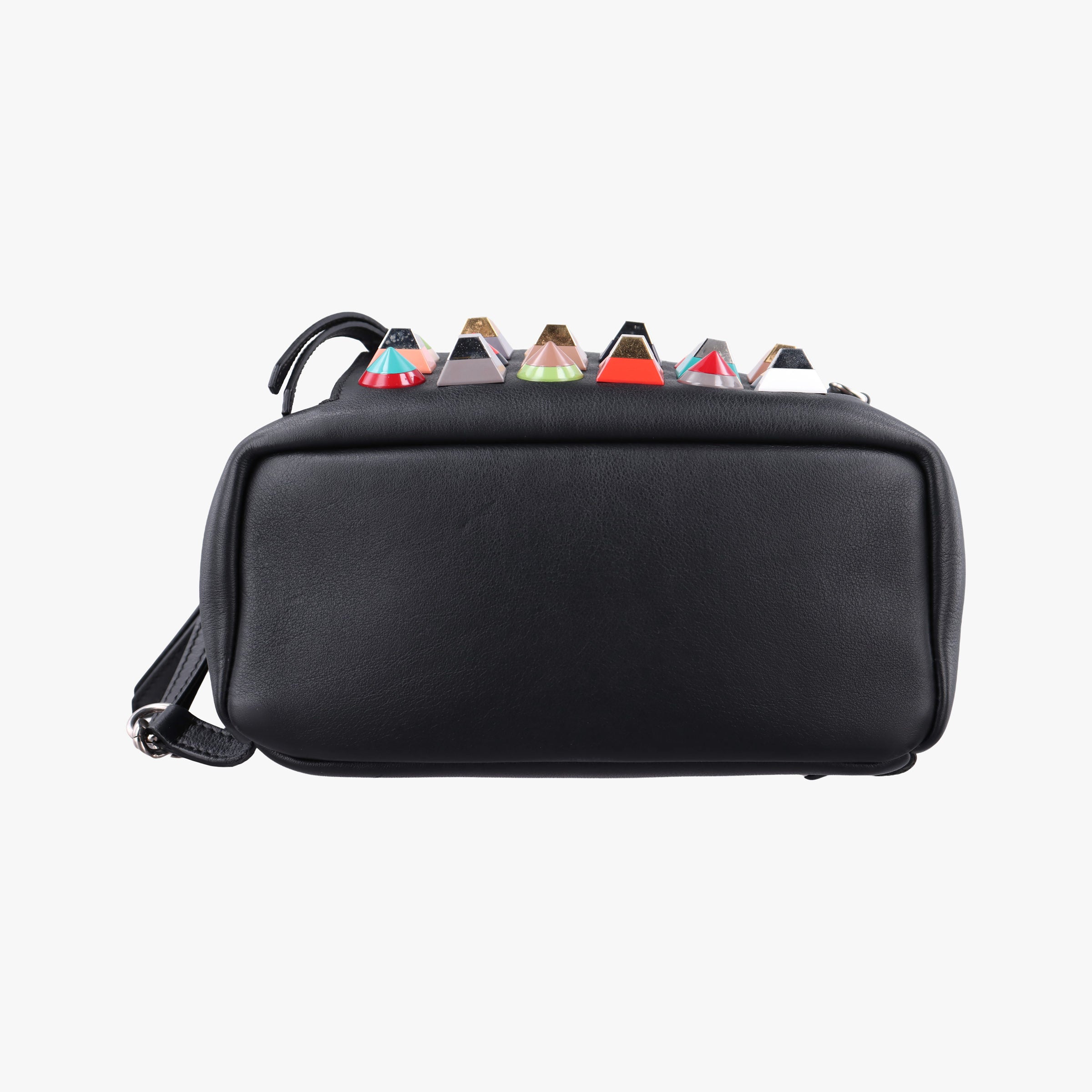 Pre-owned Fendi Multi Studs By the Way Black Leather 8BZ038 backpack/rucksack | stylenewstar