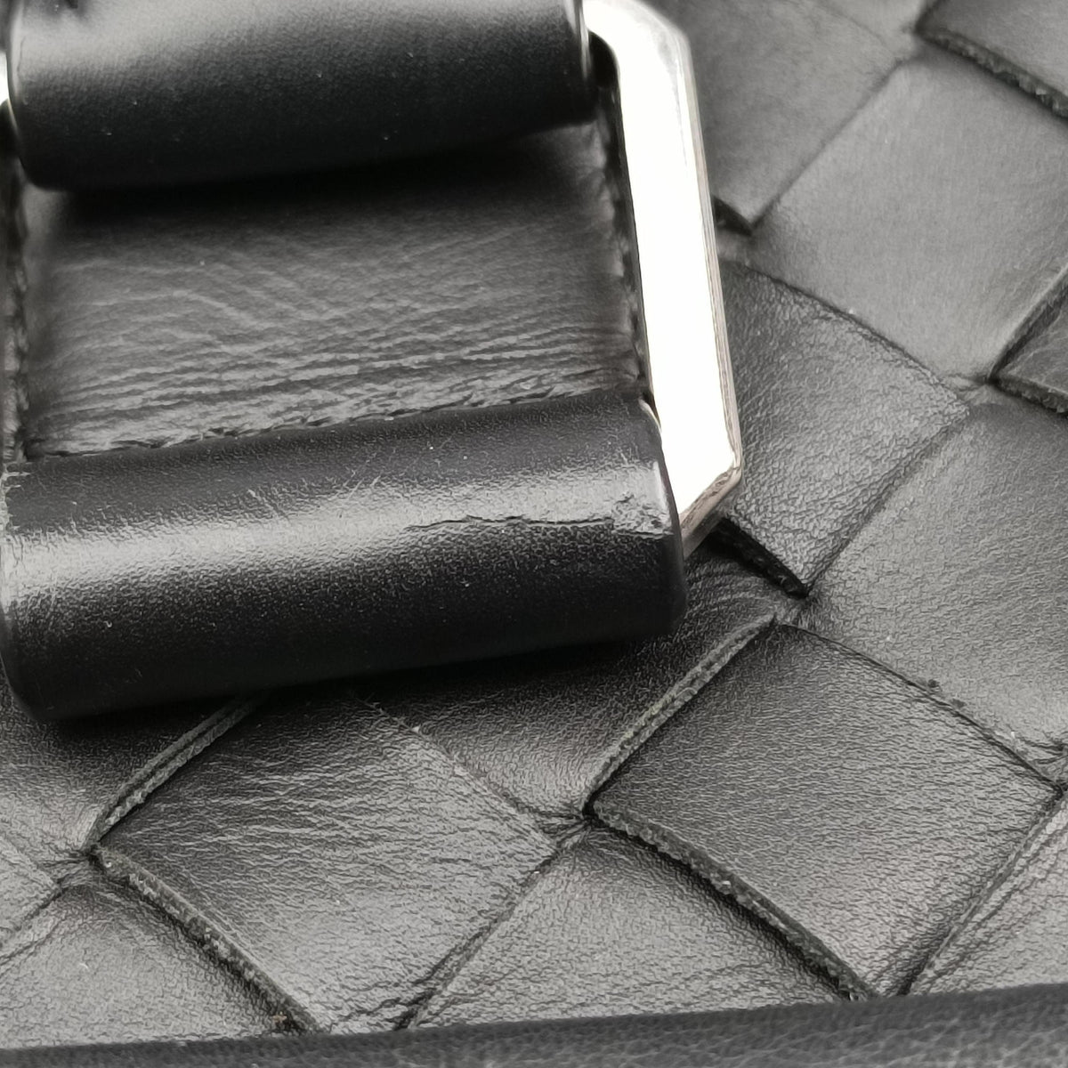 Pre-owned Bottega Veneta Intrecciato Business Black Lambskin 651580 shoulderbag | stylenewstar