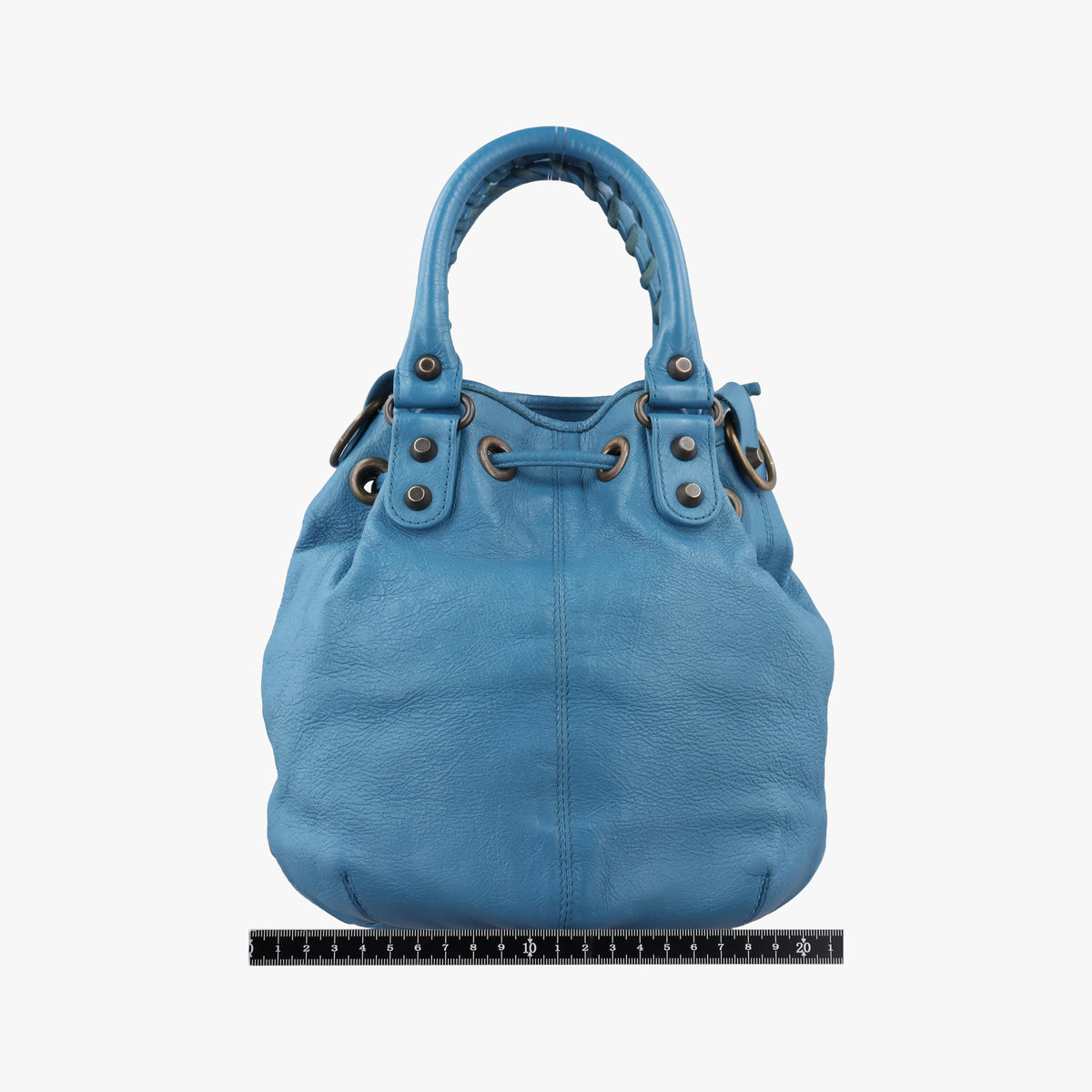 Pre-owned Balenciaga Pom pom Blue Leather  shoulderbag | stylenewstar