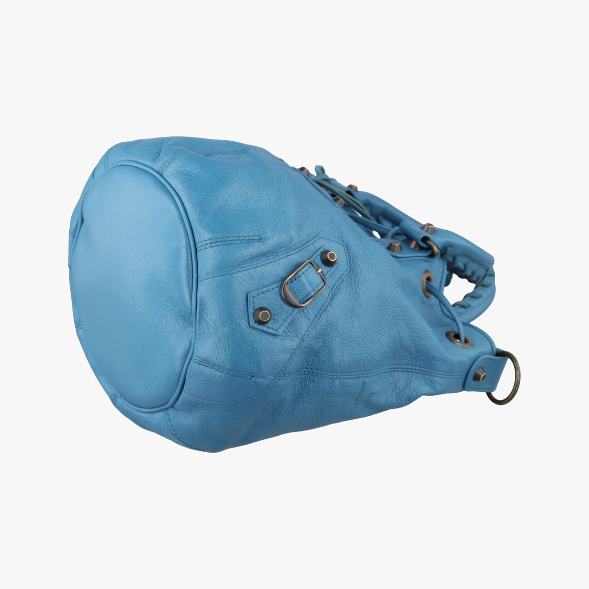 Pre-owned Balenciaga Pom pom Blue Leather  shoulderbag | stylenewstar