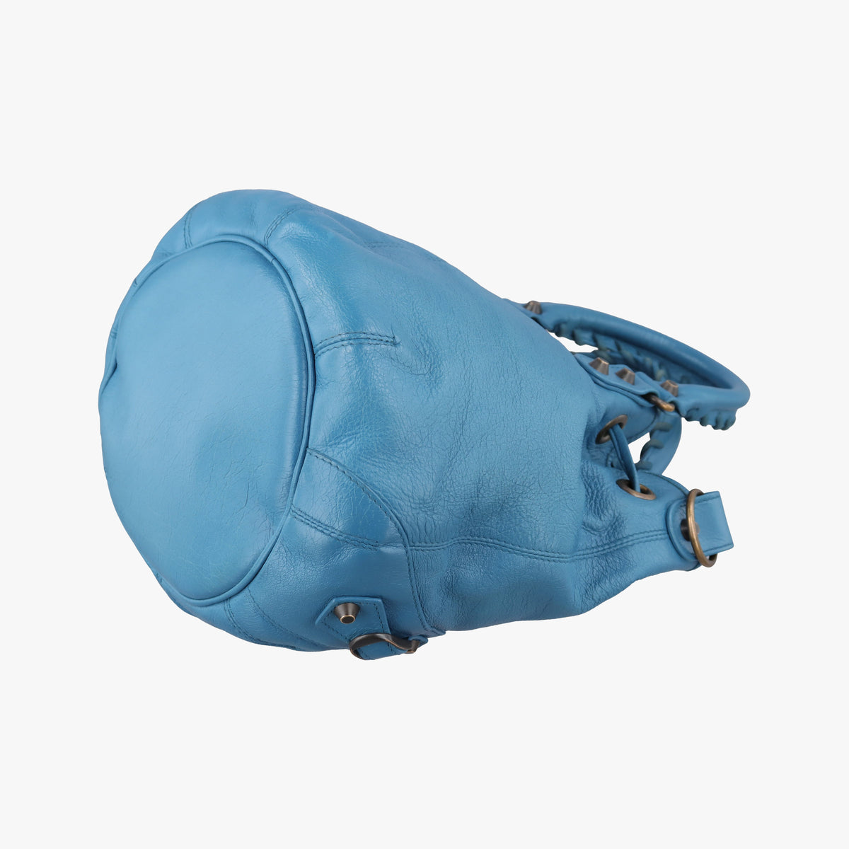 Pre-owned Balenciaga Pom pom Blue Leather  shoulderbag | stylenewstar