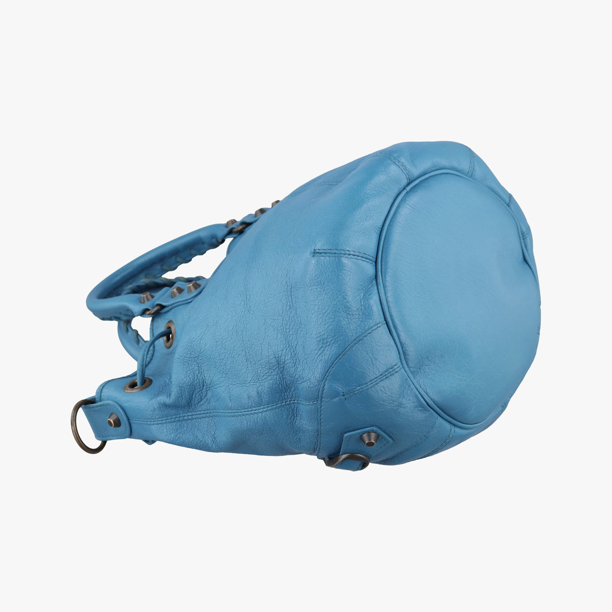 Pre-owned Balenciaga Pom pom Blue Leather  shoulderbag | stylenewstar