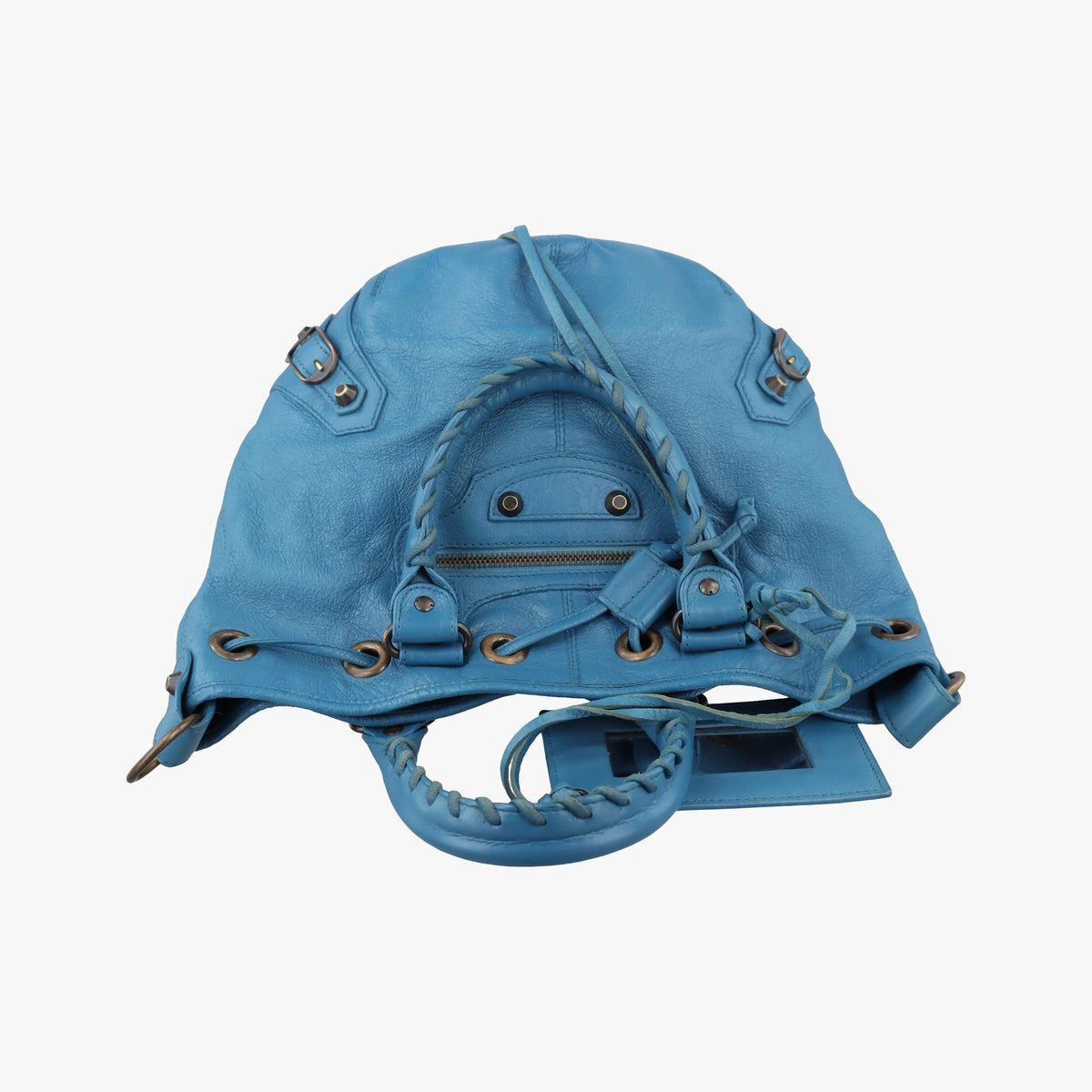 Pre-owned Balenciaga Pom pom Blue Leather  shoulderbag | stylenewstar