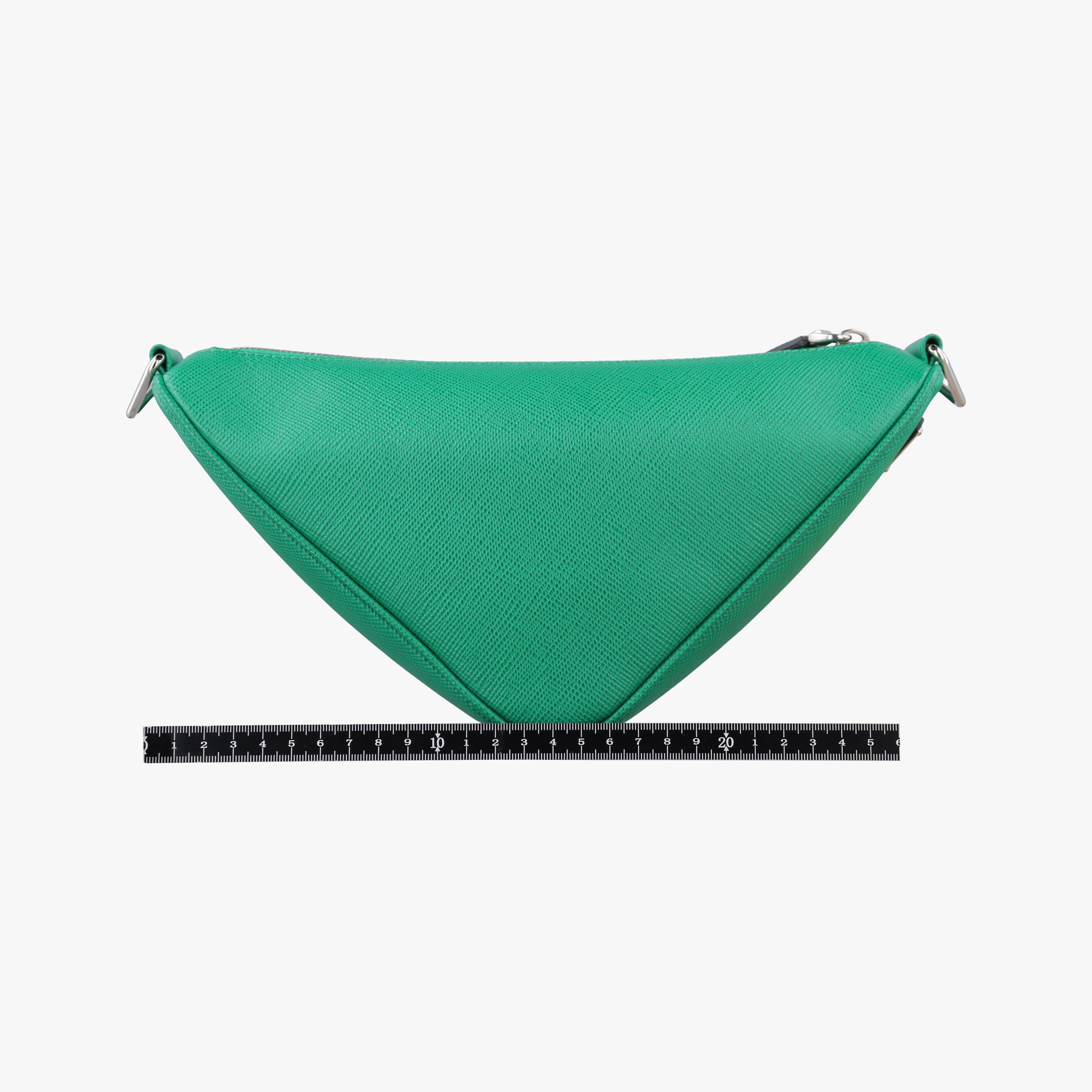 Pre-owned Prada Triangle Logo Plate Green SAFFIANO Leather 2VH155 shoulderbag | stylenewstar