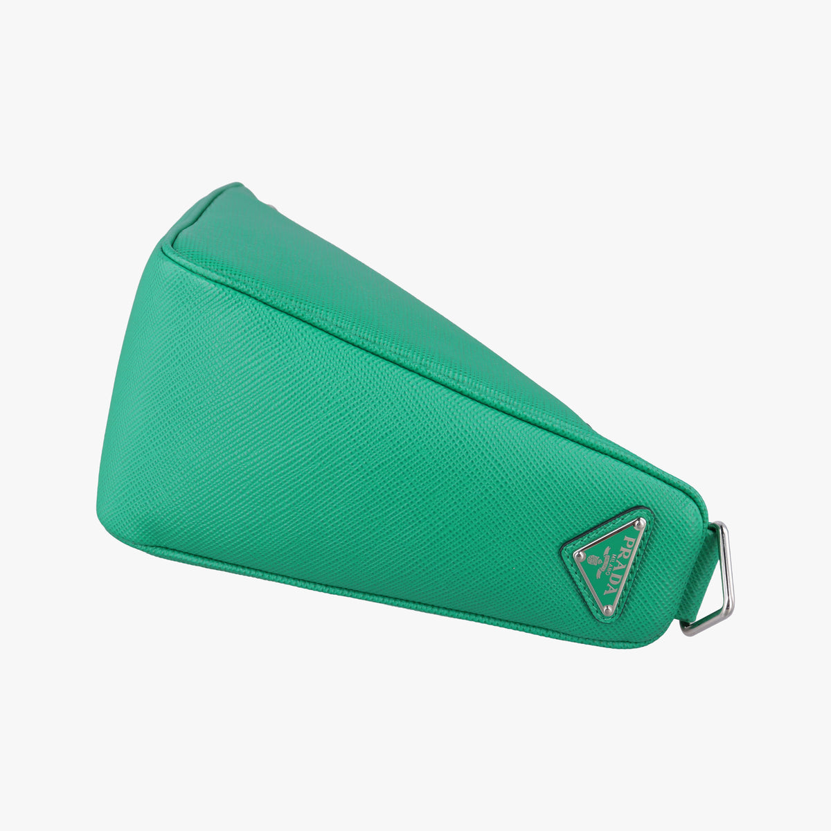 Pre-owned Prada Triangle Logo Plate Green SAFFIANO Leather 2VH155 shoulderbag | stylenewstar