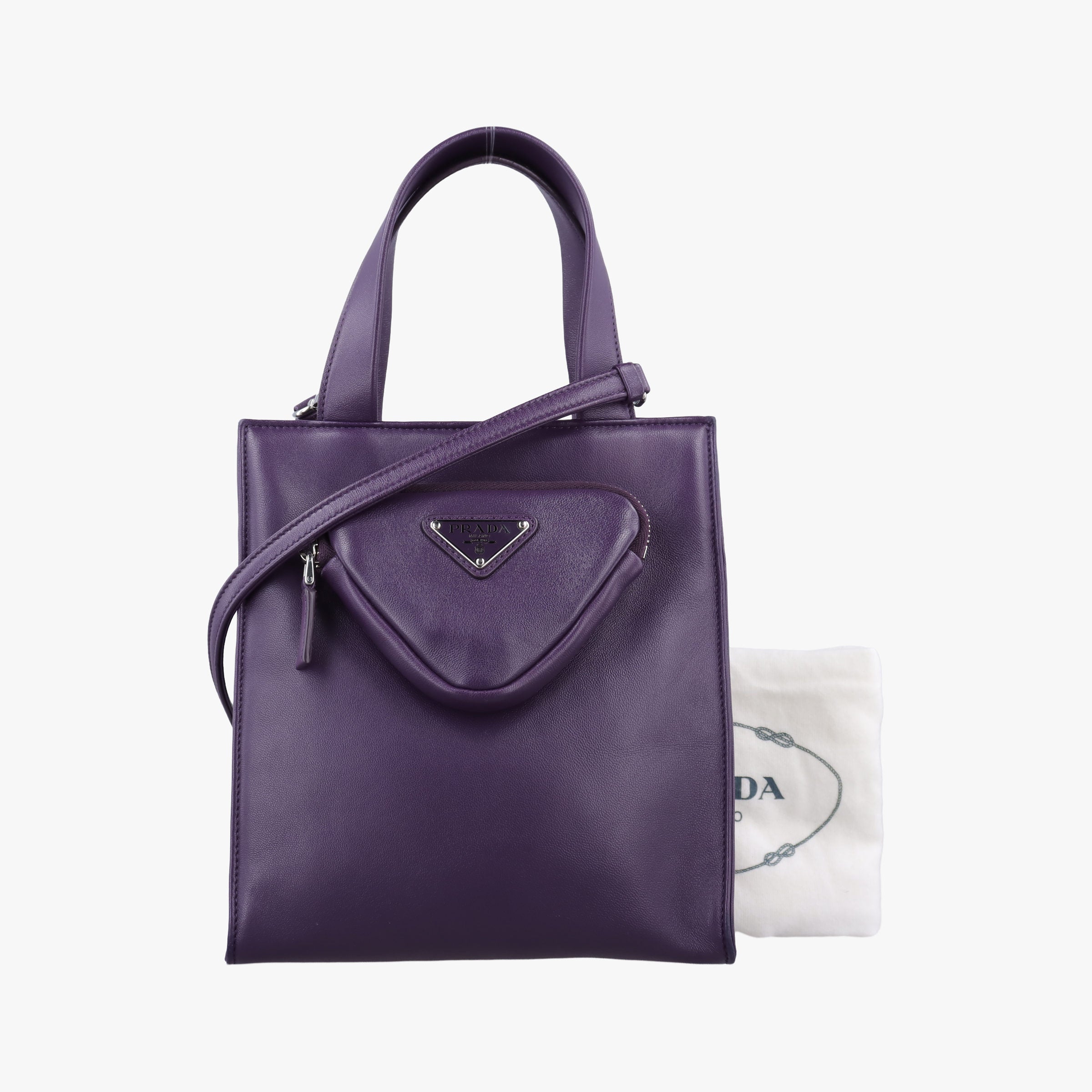 Pre-owned Prada Turquoise Mini Tote Purple lambskin 1BG418 shoulderbag | stylenewstar