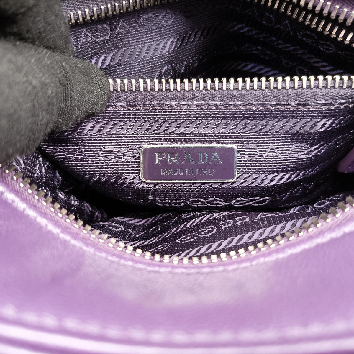 Pre-owned Prada Turquoise Mini Tote Purple lambskin 1BG418 shoulderbag | stylenewstar