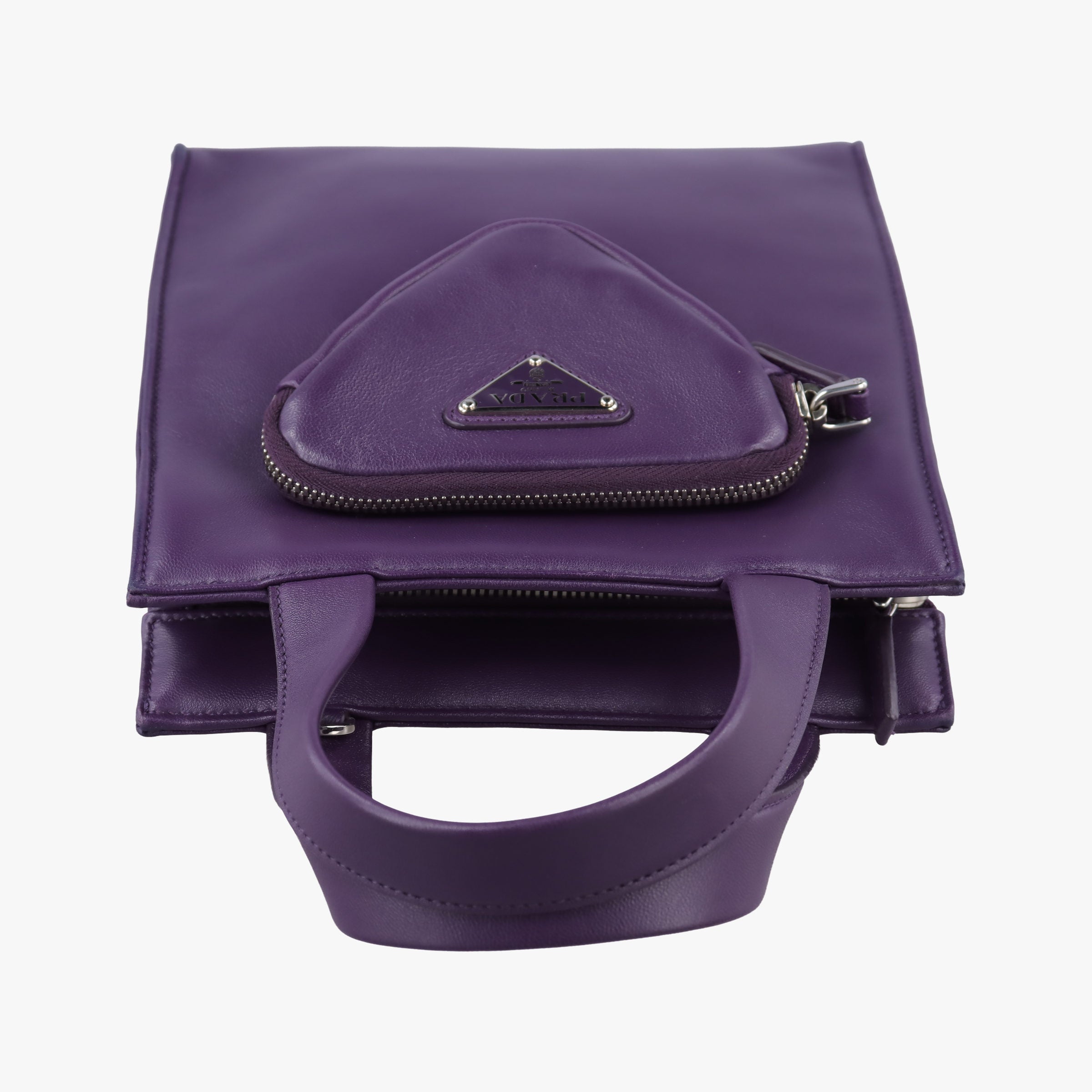 Pre-owned Prada Turquoise Mini Tote Purple lambskin 1BG418 shoulderbag | stylenewstar