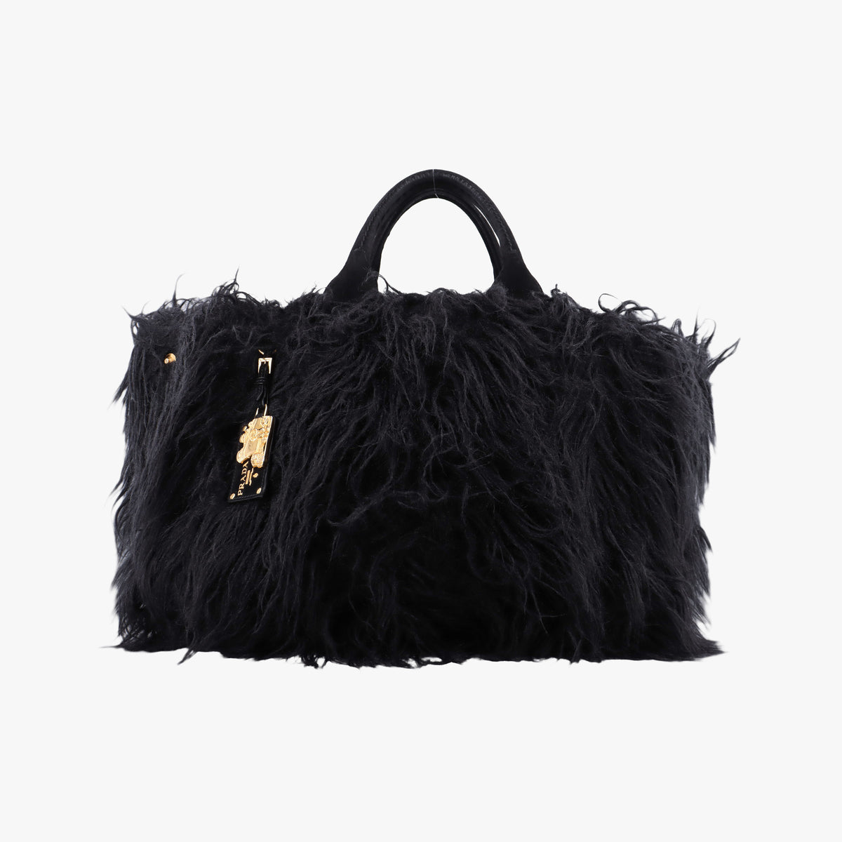Vintage Prada Canapa Black Suede x Fur  handbag | stylenewstar
