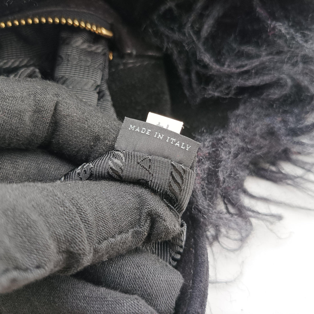 Vintage Prada Canapa Black Suede x Fur  handbag | stylenewstar