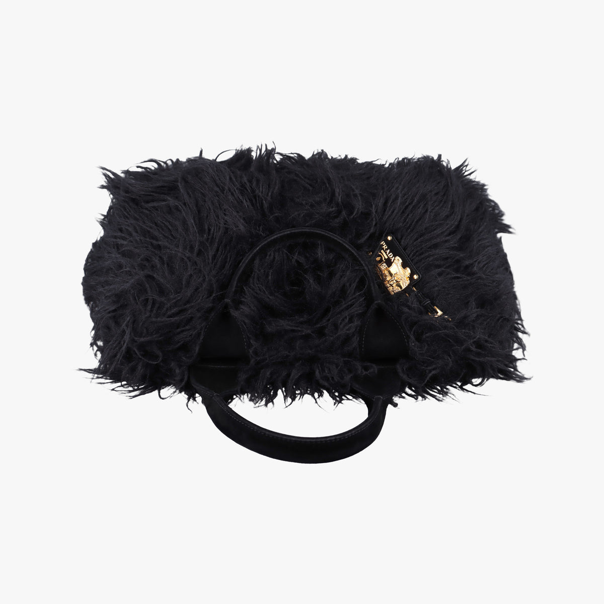 Vintage Prada Canapa Black Suede x Fur  handbag | stylenewstar