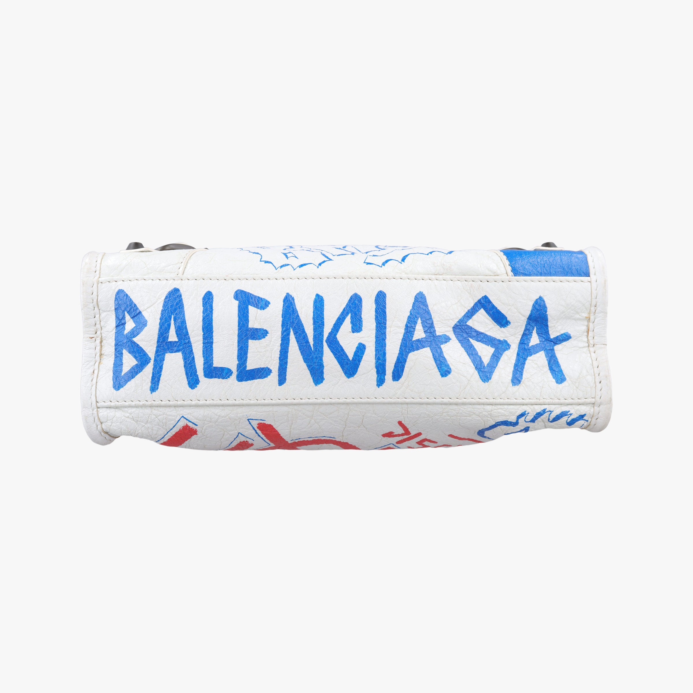 Pre-owned Balenciaga Classic Mini City Graffiti White×Multicolor Arena Lambskin 300295 shoulderbag | stylenewstar